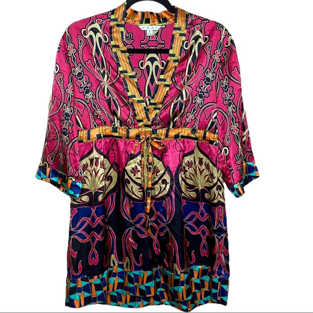 Cabi Silk Kimono Top Boho Tunic Small